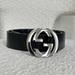 Gucci Accessories | Gucci Interlocking G Belt Gg Leather Belt Authentic Black Silver | Color: Black/Silver | Size: Os