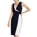 Ralph Lauren Dresses | Lauren Ralph Lauren Two-Tone Surplice Faux Wrap Jersey Dress Navy White Size 4 | Color: Blue/White | Size: 4