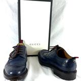 Gucci Shoes | Gucci Tiger Logo Navy Blue Leather Wingtip Men Oxford Made In Italy 10 - 10.5 Us | Color: Black/Blue | Size: 10.5