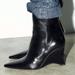 Zara Shoes | Blogger's Fave! Zara Heeled Wedge Ankle Boots Black Nwt | Color: Black | Size: 6