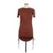 Zara Cocktail Dress - Bodycon High Neck Short sleeves: Brown Solid Dresses - Women's Size Large