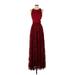Sachin + Babi Cocktail Dress - A-Line Crew Neck Sleeveless: Burgundy Print Dresses - Women's Size 2
