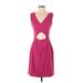 Betsey Johnson Casual Dress - A-Line: Burgundy Solid Dresses - Women's Size 4