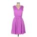 Banana Republic Casual Dress - A-Line V Neck Sleeveless: Purple Print Dresses - Women's Size 6