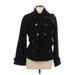 Calvin Klein Wool Coat: Below Hip Black Print Jackets & Outerwear - Women's Size 6