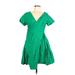 Maeve Casual Dress - Party V-Neck Short sleeves: Green Print Dresses - Women's Size 12 Petite