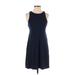 Athleta Casual Dress - A-Line Crew Neck Sleeveless: Blue Solid Dresses - Women's Size Small