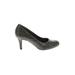 Comfort Plus by Predictions Heels: Slip On Stilleto Cocktail Gray Solid Shoes - Women's Size 5 1/2 - Round Toe