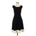 Eliza J Casual Dress - A-Line Scoop Neck Sleeveless: Black Solid Dresses - Women's Size 0 Petite