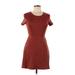 Casual Dress - Mini: Burgundy Solid Dresses - Women's Size Small