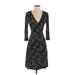 Gap Outlet Casual Dress - A-Line V Neck 3/4 sleeves: Black Dresses - Women's Size Small