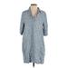 Velvet Heart Casual Dress - Shift Collared 3/4 sleeves: Blue Dresses - Women's Size X-Small