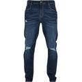 Bequeme Jeans URBAN CLASSICS "Herren Distressed Stretch Denim Pants" Gr. 36, Normalgrößen, blau (darkblue destroyed washed) Herren Jeans
