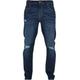 Bequeme Jeans URBAN CLASSICS "Urban Classics Herren Distressed Stretch Denim Pants" Gr. 36, Normalgrößen, blau (darkblue destroyed washed) Herren Jeans