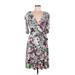 London Times Casual Dress - Wrap: Purple Print Dresses - Women's Size 8