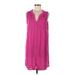 Knox Rose Casual Dress - Shirtdress V-Neck Sleeveless: Pink Solid Dresses - Women's Size Medium