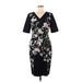 Hobbs London Casual Dress - Sheath V Neck Short sleeves: Black Floral Dresses - Women's Size 8