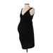 Motherhood Casual Dress V-Neck Sleeveless: Black Solid Dresses - Women's Size Small Maternity