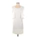 Club Monaco Casual Dress - Sheath Scoop Neck Short sleeves: White Solid Dresses - Women's Size 4