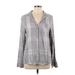 CALVIN KLEIN JEANS Long Sleeve Button Down Shirt: Gray Tops - Women's Size Large