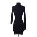 Wild Fable Casual Dress - Bodycon Turtleneck Long sleeves: Black Print Dresses - New - Women's Size 2X-Small