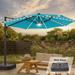 BONOSUKI 11ft LED Aluminum Patio Cantilever Offset Umbrella with Base