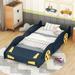 Twin Size Comfortable Race Car-Shaped Platform Bed With Wheels And Storage,Sturdy Frame,Kids Bedroom Set