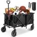 Collapsible Wagon with 200L Large Capacity, Utility Wagons Carts, Portable Folding Wagon with All-Terrain Wheels, Garden Cart