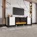 Modern TV Stand for TVs up to 78" with 34.2" Non-heating Electric Fireplace, High Gloss Entertainment Center with 2 Cabinets