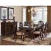 Traditional Dining Table 1pc with Gold Tipping 2x Extension Leaves Veneer Wooden Dining Furniture