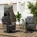 3 Pieces Patio Furniture Rocking Set with Rattan Side Table