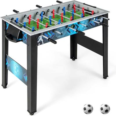 Freestanding Foosball Table Soccer Table Game with 2 Footballs &Handle - Black