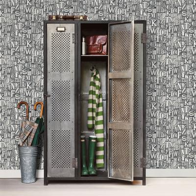 Galerie Wallcoverings Nostalgie Collection Block Letters Effect Non-woven Metallic Wallpaper Roll