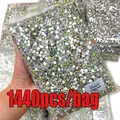 SS3-ss16 1440pcs Clip Clair AB or 3D Non HotFix FlatBack Nail Art Diamant Décorations Chaussures &