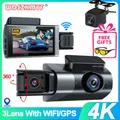 Caméra de tableau de bord 4K pour voitures GPS 3 lentilles caméra de recul pour véhicule