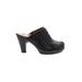 Sofft Mule/Clog: Slip On Chunky Heel Casual Black Print Shoes - Women's Size 7 1/2 - Round Toe