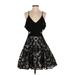 Xscape Cocktail Dress - Party: Black Damask Dresses - Women's Size 2