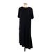 Zara Casual Dress - Midi Crew Neck Short sleeves: Black Solid Dresses - Women's Size Small