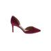 Sam Edelman Heels: Slip-on Stiletto Feminine Burgundy Solid Shoes - Women's Size 8 - Pointed Toe