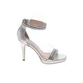Nina Heels: Slip On Stiletto Formal Silver Shoes - Women's Size 8 1/2 - Open Toe