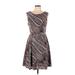 Yellow Star Casual Dress - A-Line: Brown Print Dresses - Women's Size Large