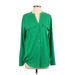 Calvin Klein Long Sleeve Blouse: Green Tops - Women's Size Small