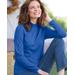 Blair Women's Essential Cotton Long-Sleeve Solid Mockneck - Blue - S - Misses