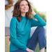 Blair Women's Essential Cotton Long-Sleeve Solid Mockneck - Blue - 2X - Womens