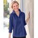 Blair Women's Foxcroft Perfect-Fit Three-Quarter Sleeve Non-iron Shirt - Purple - 10 - Misses