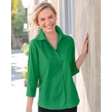 Blair Women's Foxcroft® Non-Iron Perfect-Fit Three-Quarter-Sleeve Shirt - Green - 16P - Petite