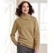Blair Women's Madison Cabled Split-Neck Sweater - Brown - PXL - Petite