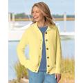 Blair Women's Shaker-Stitch Rib-Collar Cardigan - Yellow - XL - Misses