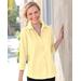 Blair Women's Foxcroft Perfect-Fit Three-Quarter Sleeve Non-iron Shirt - Yellow - 14P - Petite