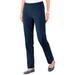 Blair Women's SlimSation® Straight-Leg Pants - Denim - 8PS - Petite Short